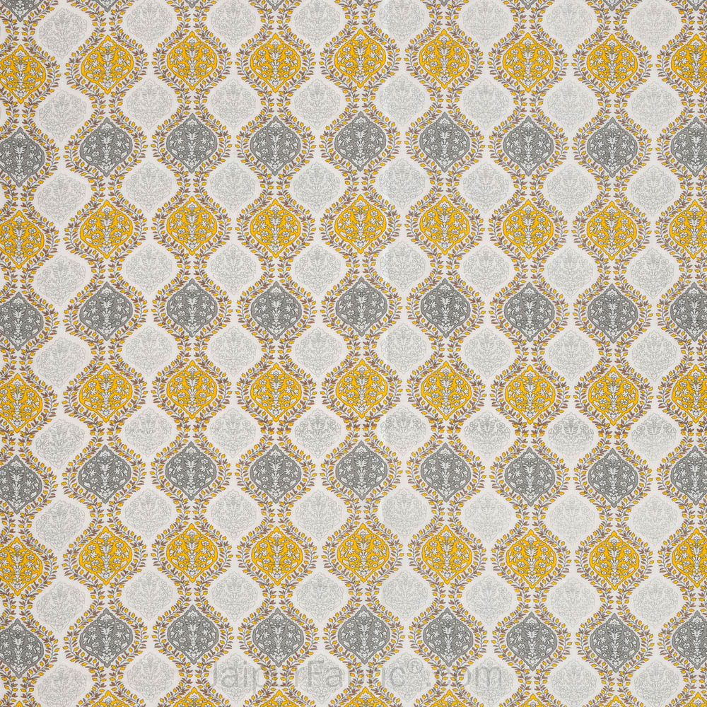 Wavy Ethnic Yellowish Grey Double Bed Dohar Blanket
